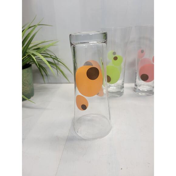 Set of 4 Mid Century Modern Olive Highball Glasses Retro Tumblers Atomic - Picture 4 of 6